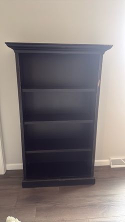 Tall Black Wood Bookcase / Bookshelf