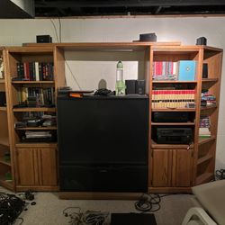 Solid Oak wall Unit W/TV