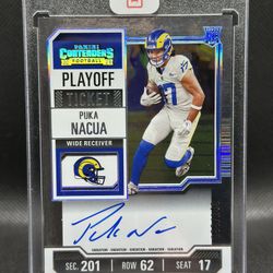 2023 Panini Contenders - Puka Nacua Playoff Ticket Auto Silver Ref /149 (RC)