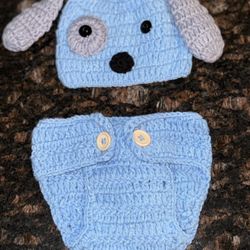 New Blue & Gray Puppy Infant Photo Shoot Set