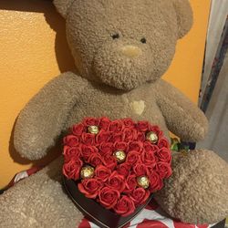 Teddy Bear With For Ever  Roses (light Up)