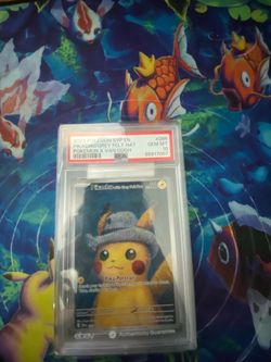 Pikachu grey felt hat psa10