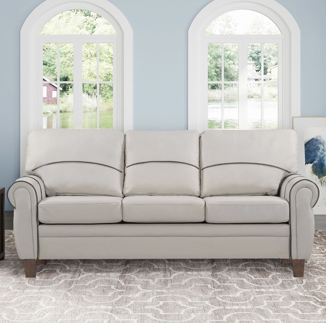 Mid-Century PU Leather Upholstery Sofa Couch
