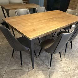 Solid Wood/Metal Dining Table