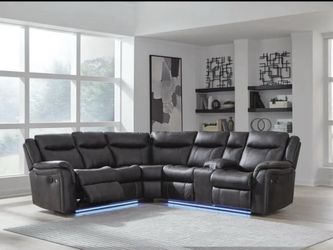 Ashley Signature Motion Sultan Meadow 2-Piece Reclining Sectional with LED Lights