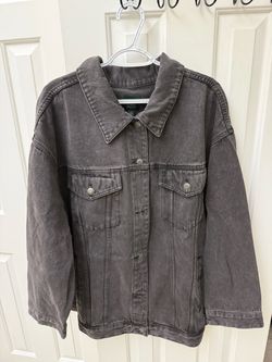 Wild Fable Women's Black Oversized Jean Jacket, 2X, Button Front Collared, NWT