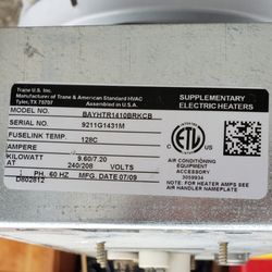 FREE Trane BAYHTR1410BRKCB Supplementary Electric Heater Heating Element