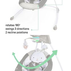 Ingenuity InLighten 6-Speed Foldable Baby Swing with Light Up Mobile, Swivel