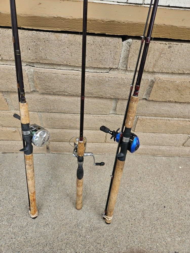 Three Lamiglass Fishing Poles with Reels
