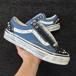 VANS OLD SKOOL 36 PEARLIZED PACK NAVY SIZE 10 MENS