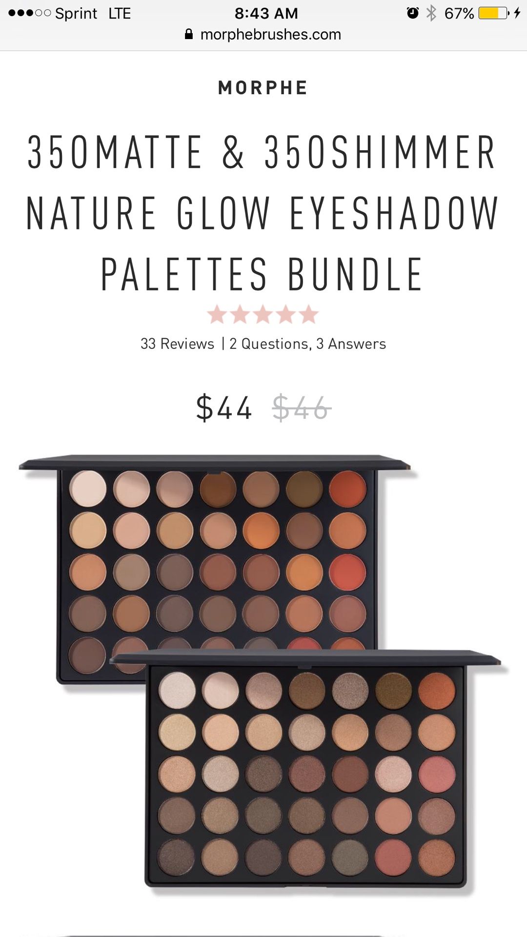 Morphe 350M & 350S Nature Glow Eyeshadow Palette