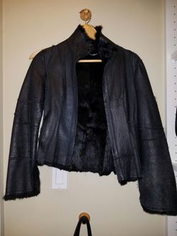 Guess rabbit fur and leather jacket