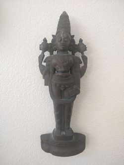 Vintage Hand-Carved Hardwood Hindu Deity Statue – Lord Vishnu (14")