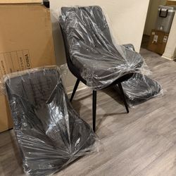 Dining chairs set of 6   Modern Dining Chairs Set of 6, Upholstered Fabric Comfy Kitchen Dining Chairs with Metal Legs & Thick Cushions for Dinin