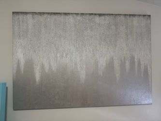 Large Abstract Silver Glitter Canvas Wall Art
