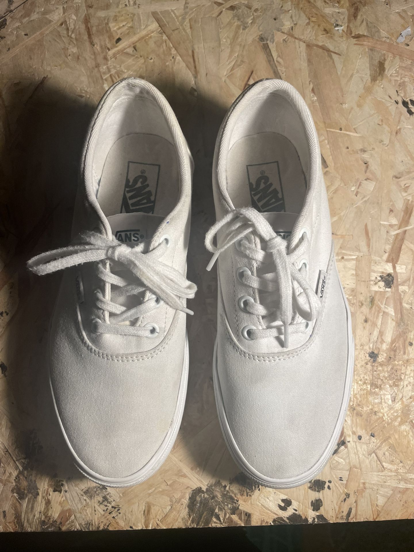 All white vans platform sneakers