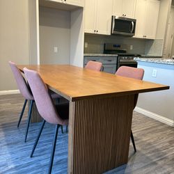 Fluted Modern Dining Table + Chairs For Sale