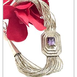 Carolyn Pollack Sterling Amethyst Bracelet 