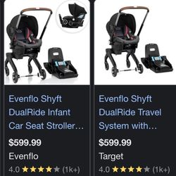 evenflo shfyt dualride, car seat & stroller in one