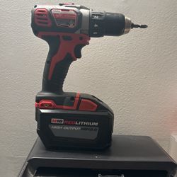 Milwaukee M1, red lithium, drill and battery