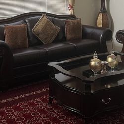 Leather 3 Set with table Couch 