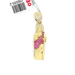 14kt Gold Cubic Zirconia San Judas Pendant 5.51grams 156055 2