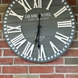Grand Hotel, modern farmhouse, wall art clock battery operated
