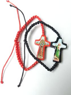 Religious Cross Bracelets in Red and Black