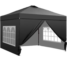 12x12 Pop up Tent with Sidewalls, Heavy Duty Commercial Instant Shelter, Quick Setup Black