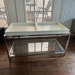 Sturdy Glass Coffee Table With Removable Trays