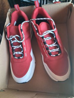 Red Low-Top Sneakers with White Laces size 12