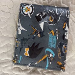 Overwatch Mens Bi Fold Wallet Gray Faux Leather All Over Anime Graphic Print 