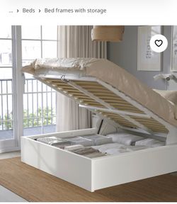 MALM Storage bed, white, Queen w/ Tuft & Needle mint mattress