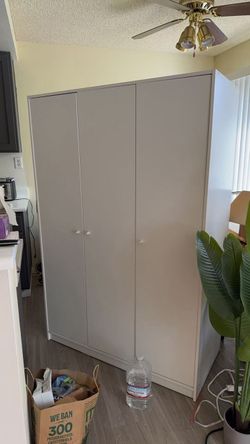 White 3-Door Wardrobe – Like New – $100