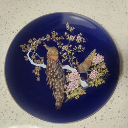 Japanese Kutani Collectible Vintage China Plate peacocks 