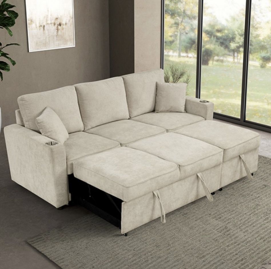 Sofa Bed Sectional Sleeper With Cup Holders 
