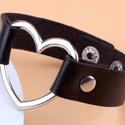 Open Heart PU Leather Adjustable Bracelet 