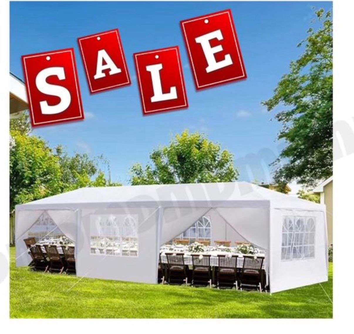 10'x 30' White Gazebo Wedding Party Tent Canopy With 6 Windows & 2 Sidewalls-8