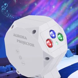 Star Aurora Projector Light, LED Night Light Sky Starry Galaxy Ocean Wave Projection with Bluetooth Speaker, Light Strobe by Sound Control for Baby Ki