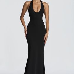 Black babyboo halter maxi dress