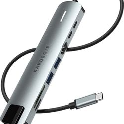 USB C Hub, 8-in-1 USB-C Hub with 4K@30Hz HDMI, USB-C Data Port, 100W Power Delivery, 1Gbps Ethernet, USB 3.0 Port, TF/SD Card Reader, 1ft Cable, USB C
