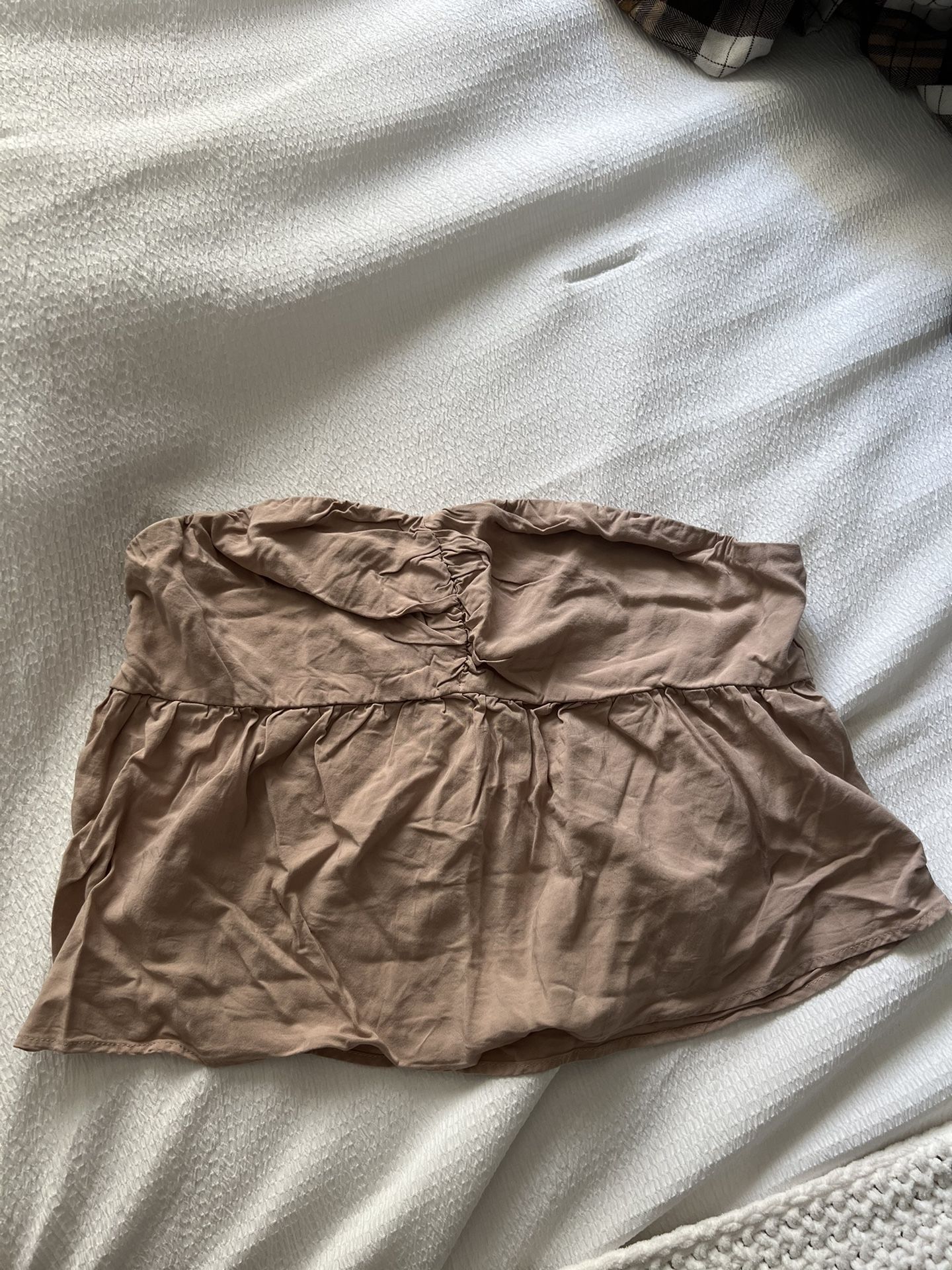 Express Tan Ruffle Tube Top