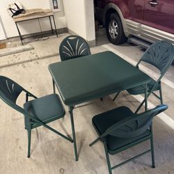 Green Card Table w/ Chairs