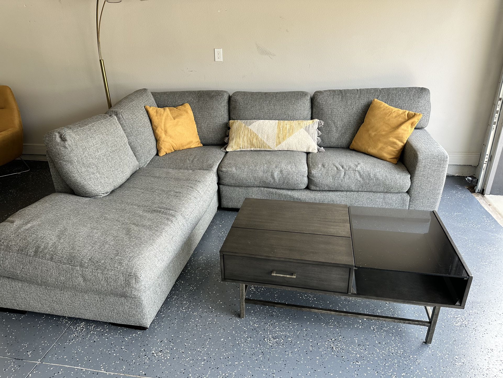 Grey Sectional with Decorative Pillows / SEND BEST OFFER