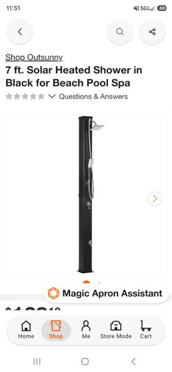 Outsunny 7 ft. Solar Heated Outdoor Shower Black