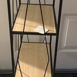 5-Tier Shelf Black Metal With Wood