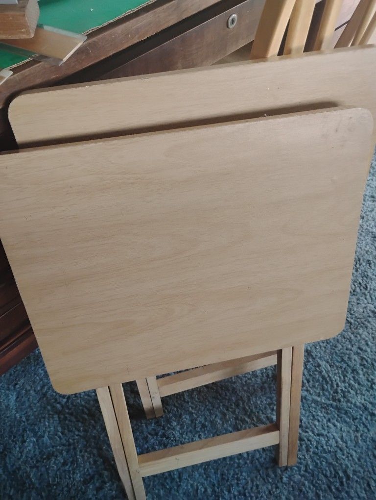 2 Tv Folding Tables Wood 