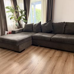 2 Pc Sectional Sofa Dark Grey 