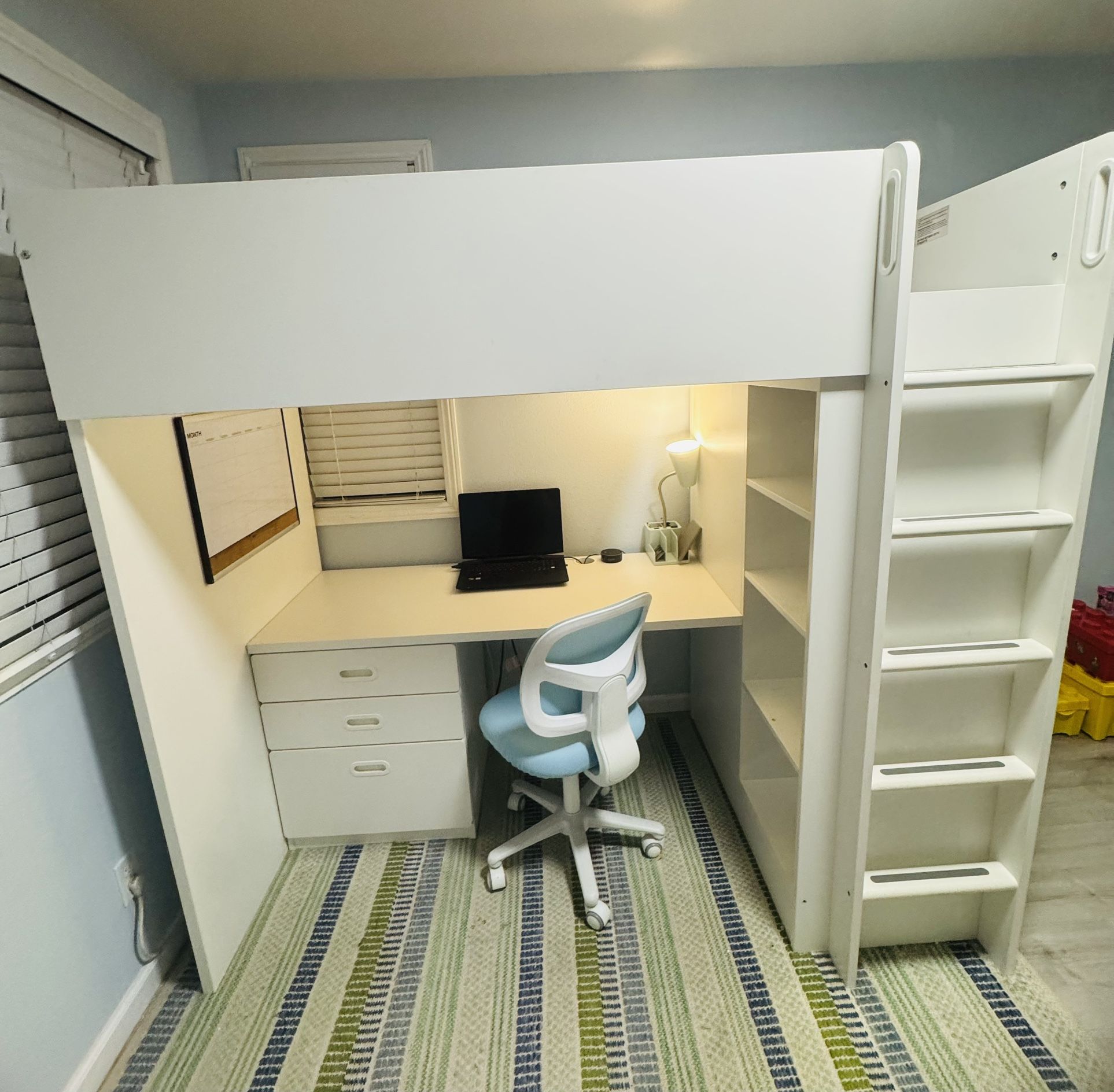 SMÅSTAD IKEA Loft bed/ Bunk bed white with frame/with desk with 3 drawers, Twin