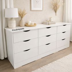 White 9  drawer dresser
